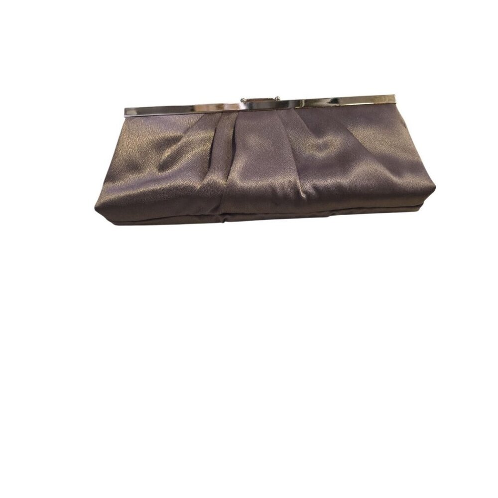 Jessica McClintock Brown Satin Clutch Evening Bag